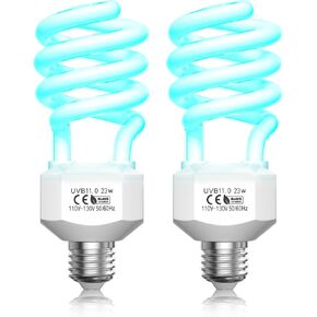 GlowUp 10.0 UVB Bulbs for Reptiles,23W UVA UVB Reptile Light Bulb,Desert Reptile UVB Bulb,Spiral Compact Florescent Terrarium Light for Bearded Dragons Lizard Tortoise Chameleons Snake-2Pack