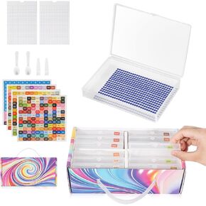 12pcs Diamond Painting Accessories Diamond Art Trays with Lids, Tiny Anti Static Diamond Art Storage Container Trays, Stackable Craft and Bead Storage Organizer & Line-Up, Box Package
