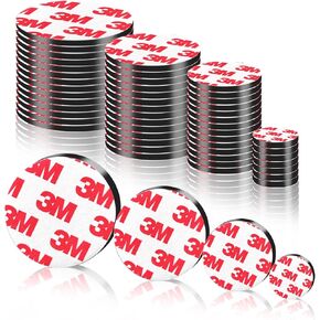 Magnet Tape with Adhesive-Assorted Size,Value Combo Pack 49 Count,Round Magnets Mixed Assortment of Size,0.8"/1.2"/1.6"/2" Combination