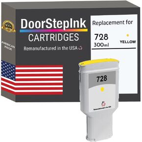 DoorStepInk Remanufactured in The USA Ink Cartridge Replacements for HP 728 300ml Yellow F9K15A for DesignJet T730 36-in Printer, DesignJet T830 24-in MFP, DesignJet T830 36-in MFP