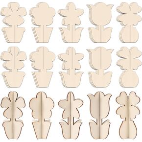 DIY 3D Wooden Flowers for Crafts Kids and Adults Can Paint These Unfinished Flower Cutout Wooden Slices. Perfect as Ornaments for Crafts Great for Decorating(30 PCS)