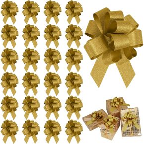 24 pcs Bows for Gift Wrapping Metallic Christmas Pull Bow Ribbon for Present Gift Box Baskets Wedding Valentine Party Easter Flower Bouquets Bikes Treats 12 Colors (Mixed Colors-C, 6 Inch)