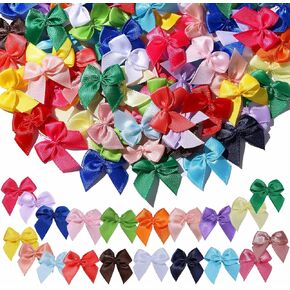 YGDZ Mini Bows, 100PCS 1" Small Ribbon Bows for Craft, 20 Colors Tiny Satin Bows for DIY Cheer Pins, Wooden Clothes Pins, Balloons, Cake, Party Decor