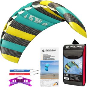 HQ Symphony Beach III 2.2 Stunt Kite, Aqua, Dual Line Foil Sport Kite…