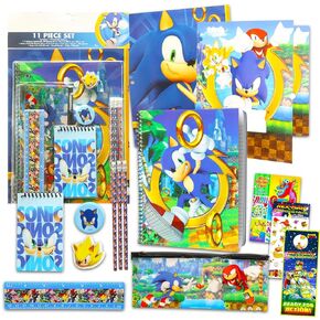 Sonic the Hedgehog School Supplies Kids - 13 Pc Bundle Folders, Notebook, Stickers | Sonic the Hedgehog Back to School Supplies