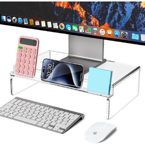 CRPICH CLEAR Acrylic Monitor Stand Riser مع فتحة لوحة المفاتيح ، منظم سطح المكتب المريح للكمبيوتر ، الكمبيوتر المحمول ، الشاشة - تصميم أنيق ودائم للمكتب أو المنزل