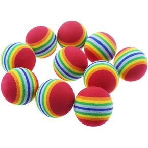 12 Pack Multicolor Rainbow Cat Toy Balls Soft EVA Foam Interactive Indoor Kittens Favorite Toys 1.38" Dia. Small Dogs Puppies Toy Balls Bulk Activity Chase Quiet Play Sponge Ball