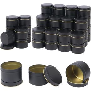 48 Pack 4 oz Black Tins with Lids, Candle Containers, Empty Candle Jars Bulk, Candle Jars for Making Candles, Candle Supplies for Party Favors, Spices, Jewelry, Cosmetics