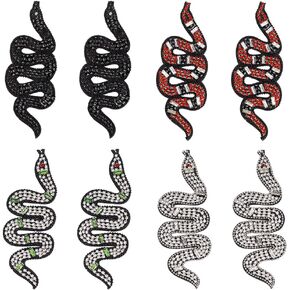 INFUNLY 8PCS Snake Beaded Patches Sew on Snake Patches for Clothes Rhinestone Snake Bead Patches Handmade Crystal Snake Applique for DIY Dress Suit Jacket Hat Handbag Shoes Clothes Bags Decoration