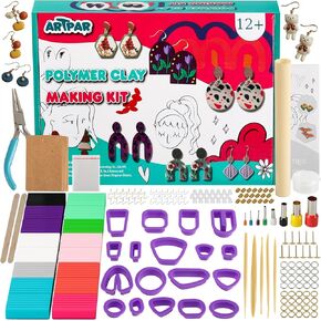 ARTPAR 204 PCS كاملة البوليمر طين الصلصال طقم ، النمذجة الصيفية لصناعة المجوهرات ، فنون الأزياء DIY وحرف الهدايا للفنانين البالغين أو الأعمار 12+ فتيات