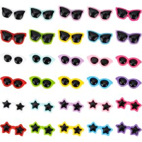 60pcs Mini Sunglasses for Crafts, Colorful Small Flatback Tiny Resin DIY Phone Case Accessories for Hair Summer Charms Decor