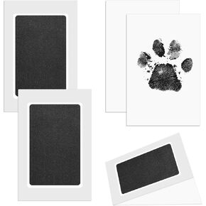 4 Pcs Inkless Paw Print Kit Paw Print Ink Pad Pet Paws Printing Kit Dog Nose Prints Kits Pet Paws Prints Impression Kits Memorial Gifts for Cat Dog 8 Imprint Cards (Jet Black)