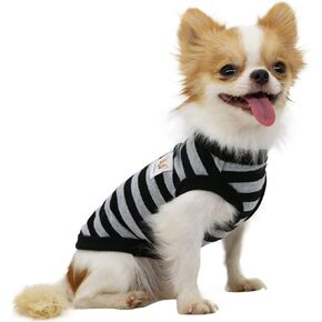 LOPHIPETS 100% Cotton Striped Dog Shirts for Small Dogs Chihuahua Puppy Clothes Tank Vest-Yellow and Gray Strips/L