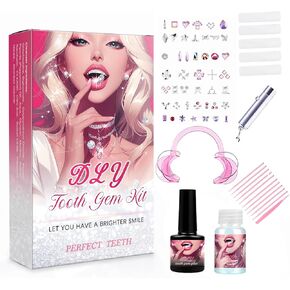 Tooth Gems Kit for Teeth Gems with Light, Tooth DIY Gem Kit Jewelry Gems, Shining Girl's Gift Fashion Temporary Crystal, Suitable for Christmas Gifts