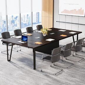Tribesigns 8ft طاولة مؤتمرات كبيرة ، 94.5L × 47.2W × 29.5H بوصة طاولة اجتماعات مستطيل حديث مع إدارة الكابلات لندوة أعمال غرفة المؤتمرات ، الأسود البني الأسود