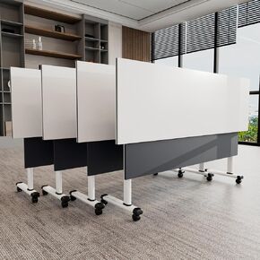 Large Conference Table for 2-24 People,Rectangle Folding Conference Room Tables 90° Flip Top Meeting Seminar Table with Caster Wheels，Suitable for Office,Meeting Room,Classroom (6, 120cm)