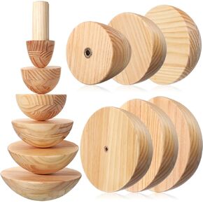 DoubleFill 6 Pack Pottery Molds 3'' 4'' 5'' 6'' 7'' 8'' Thickness 2.5'' Plaster Molds Wood Pottery Tools with Handle for Ceramic Top Forms DIY Bowls Plate Dish Slump Press Art Making