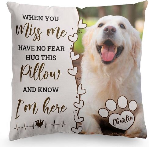 Custom Pet Memorial Throw Pillow, Personalized Pet Photo Pillow Cover - Cat & Dog Memorial Gifts - D1 in Saudi Arabia