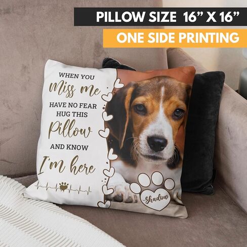 Custom Pet Memorial Throw Pillow, Personalized Pet Photo Pillow Cover - Cat & Dog Memorial Gifts - D1 in Saudi Arabia