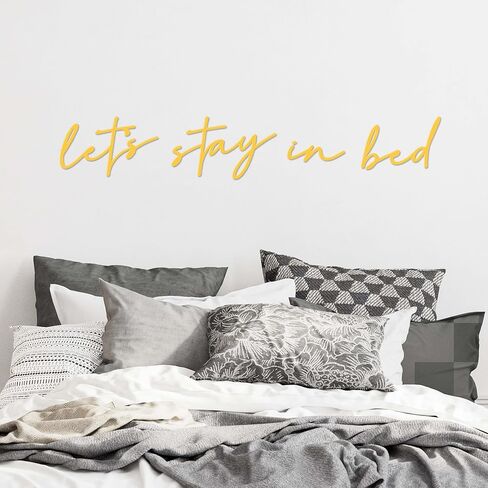 noxozoqm Let's Stay in Bed Metal Sign Above Bed Wall Decor - 35.4'' x 6.3'' Let's Stay in Bed Bedroom Decor Wall Hanging Art, Farmhouse Wall Decorations for Bedroom, Housewarming Gift, Black in Saudi Arabia