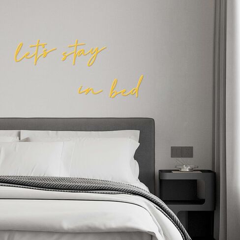 noxozoqm Let's Stay in Bed Metal Sign Above Bed Wall Decor - 35.4'' x 6.3'' Let's Stay in Bed Bedroom Decor Wall Hanging Art, Farmhouse Wall Decorations for Bedroom, Housewarming Gift, Black in Saudi Arabia