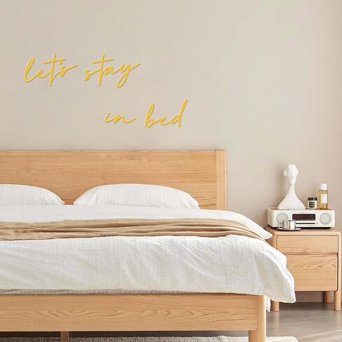 noxozoqm Let's Stay in Bed Metal Sign Above Bed Wall Decor - 35.4'' x 6.3'' Let's Stay in Bed Bedroom Decor Wall Hanging Art, Farmhouse Wall Decorations for Bedroom, Housewarming Gift, Black in Saudi Arabia