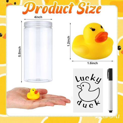 Lucky Ducks for Classroom Jar Classroom Management, 36 Pcs Mini Rubber Lucky Ducks with a Pen and a Plastic Jar, Back to School Season Management Tool(Style 1) in Kuwait