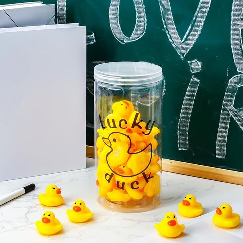 Lucky Ducks for Classroom Jar Classroom Management, 36 Pcs Mini Rubber Lucky Ducks with a Pen and a Plastic Jar, Back to School Season Management Tool(Style 1) in Kuwait