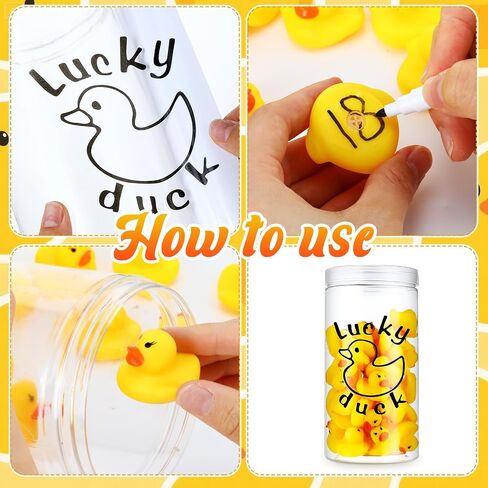 Lucky Ducks for Classroom Jar Classroom Management, 36 Pcs Mini Rubber Lucky Ducks with a Pen and a Plastic Jar, Back to School Season Management Tool(Style 1) in Kuwait