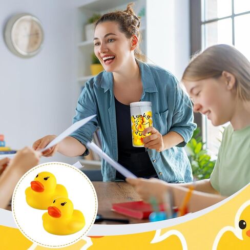 Lucky Ducks for Classroom Jar Classroom Management, 36 Pcs Mini Rubber Lucky Ducks with a Pen and a Plastic Jar, Back to School Season Management Tool(Style 1) in Kuwait
