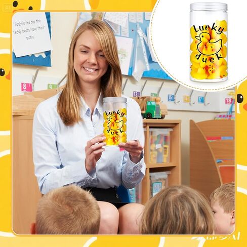 Lucky Ducks for Classroom Jar Classroom Management, 36 Pcs Mini Rubber Lucky Ducks with a Pen and a Plastic Jar, Back to School Season Management Tool(Style 1) in Kuwait