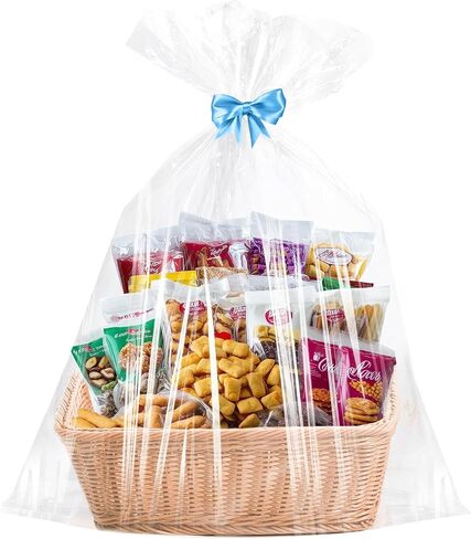 6PCS Extra Large Cellophane Gift Bags 40x50 Inch Clear Cellophane Wrap for Gift Baskets Baby Bridal Shower Wedding Beach Party favor Birthday 2.5 Mil Thick in Saudi Arabia