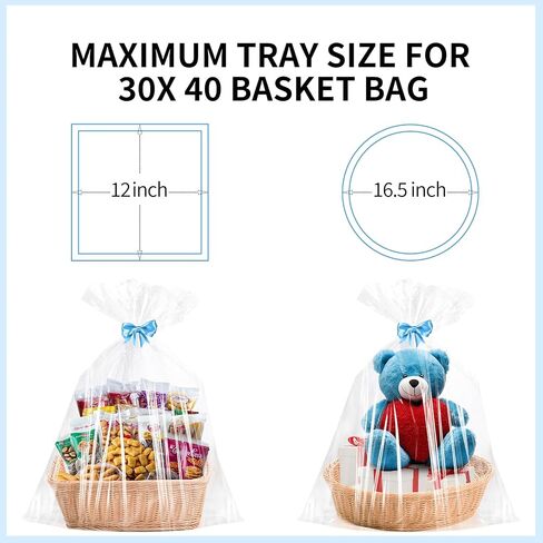 6PCS Extra Large Cellophane Gift Bags 40x50 Inch Clear Cellophane Wrap for Gift Baskets Baby Bridal Shower Wedding Beach Party favor Birthday 2.5 Mil Thick in Saudi Arabia