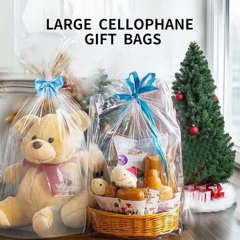 6PCS Extra Large Cellophane Gift Bags 40x50 Inch Clear Cellophane Wrap for Gift Baskets Baby Bridal Shower Wedding Beach Party favor Birthday 2.5 Mil Thick in Saudi Arabia