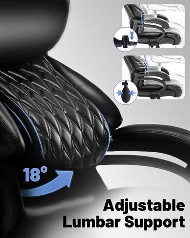 600LBS Large Heavy Duty Office Chair,Big and Tall Office Chair for Heavy People, High Back Executive Desk Chair with Pocket Spring Cushion, Extra Wide Desk Chair with Quiet Rubber Wheel (black) in Saudi Arabia