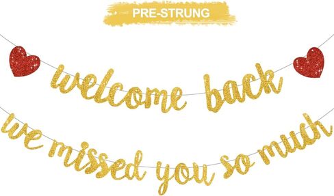 Glitter Black Welcome Back We Missed You So Much Banner,NO DIY,for Welcome Home Celebration Decorations Family Gathering,Back to School Events Military Homecoming Decoration in Kuwait