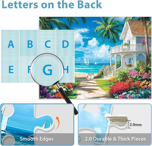 500 Pieces Puzzle for Adults, Beach Dog Flower Puzzle, Recycled Cardboard Jigsaw Puzzles 500 Pieces, Challenging Puzzles Game Home Art Decor Birthday Party Gift Toy for Teens Seniors 20.5 * 15 inch in Kuwait