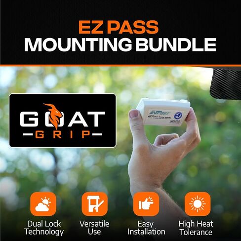 EZ Pass/I-Pass/FasTrak/SunPass Strips | Clear Mounting Stickers with Strong Adhesive | Windshield Holder Tape for Toll Tags | 4 Transparent Stickers (2 Sets) + 1 Alcohol Prep Pad | Easy Application in Saudi Arabia