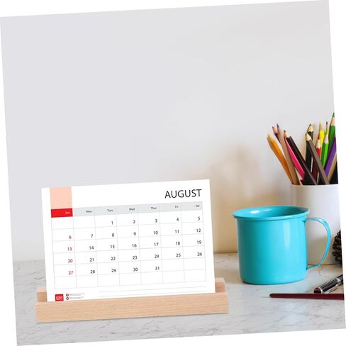 Natural Material Calendar Base Wooden Display Stand Desk Calendar Holder Photo Clamps Wooden Postcard Display in Saudi Arabia