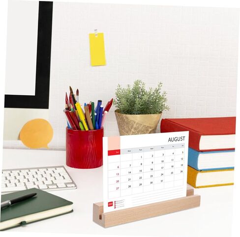 Natural Material Calendar Base Wooden Display Stand Desk Calendar Holder Photo Clamps Wooden Postcard Display in Saudi Arabia