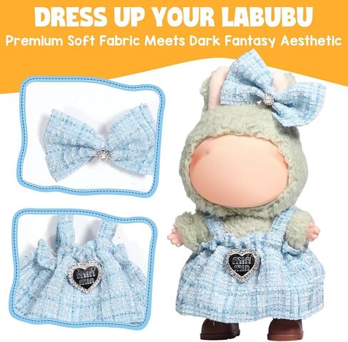 AICase for Labubu Clothes/for Labubu Outfits,Clothes Set for 17cm Lububu Doll,2 Piece Set Premium Luxury Chic Dress Clothing for LA BUBU, Girls Stylish Adorable Dolls Clothes Accessories (No Doll)_2 in Saudi Arabia