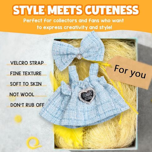 AICase for Labubu Clothes/for Labubu Outfits,Clothes Set for 17cm Lububu Doll,2 Piece Set Premium Luxury Chic Dress Clothing for LA BUBU, Girls Stylish Adorable Dolls Clothes Accessories (No Doll)_2 in Saudi Arabia