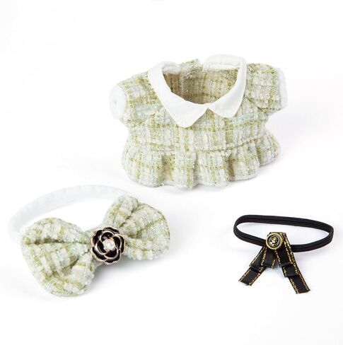 Doll Clothing Set,Tweed Dress for 17cm Dolls(No Doll), Luxury Chic Style Set Accessories Cute Princess Kawaii Outfits Black Crown in Saudi Arabia
