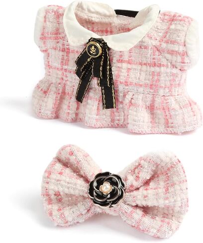 Doll Clothing Set,Tweed Dress for 17cm Dolls(No Doll), Luxury Chic Style Set Accessories Cute Princess Kawaii Outfits Black Crown in Saudi Arabia