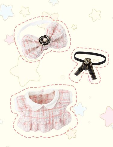 Doll Clothing Set,Tweed Dress for 17cm Dolls(No Doll), Luxury Chic Style Set Accessories Cute Princess Kawaii Outfits Black Crown in Saudi Arabia