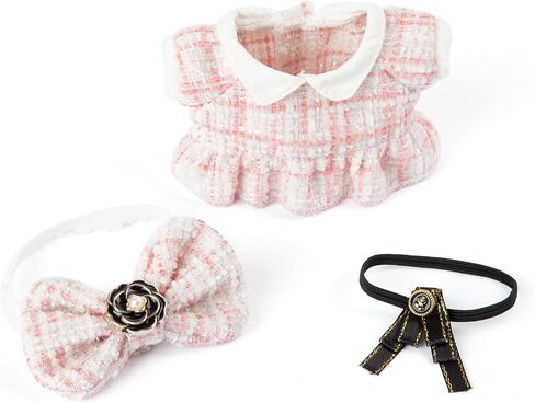 Doll Clothing Set,Tweed Dress for 17cm Dolls(No Doll), Luxury Chic Style Set Accessories Cute Princess Kawaii Outfits Black Crown in Saudi Arabia