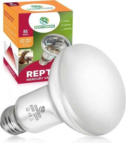 80W UVA UVB Vapor Reptile Heat Lamp, High Intensity Self-Ballasted UVB Basking Lamp Bulb,Full Spectrum Sun Light for Reptiles and Amphibians in Kuwait