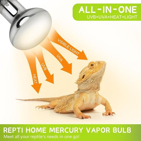 80W UVA UVB Vapor Reptile Heat Lamp, High Intensity Self-Ballasted UVB Basking Lamp Bulb,Full Spectrum Sun Light for Reptiles and Amphibians in Kuwait