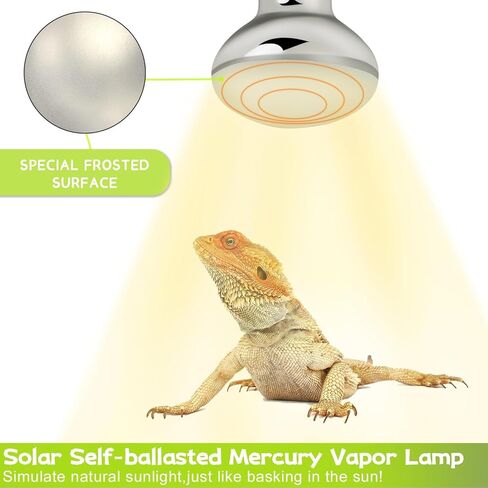80W UVA UVB Vapor Reptile Heat Lamp, High Intensity Self-Ballasted UVB Basking Lamp Bulb,Full Spectrum Sun Light for Reptiles and Amphibians in Kuwait
