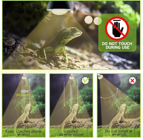 80W UVA UVB Vapor Reptile Heat Lamp, High Intensity Self-Ballasted UVB Basking Lamp Bulb,Full Spectrum Sun Light for Reptiles and Amphibians in Kuwait